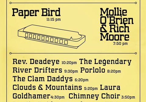 Yellow poster for Northwest Denver Folk Festival.