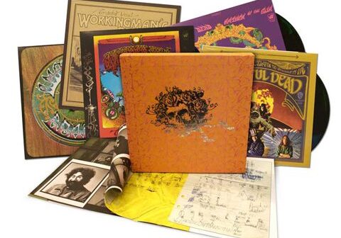 Grateful Dead vinyl collection with album covers.