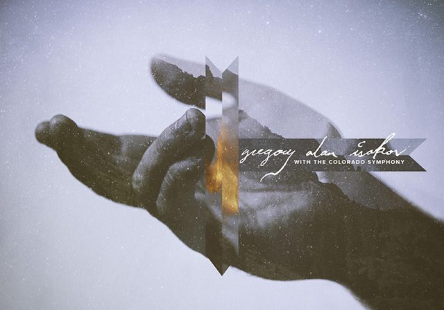 Outstretched hand with artistic text overlay.