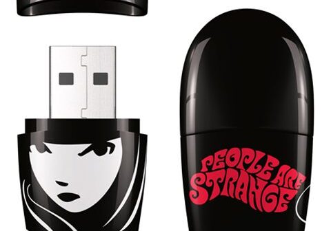 Black USB drive with gothic design.