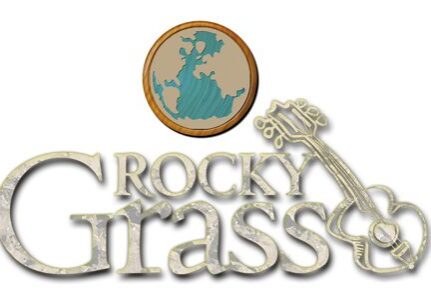 Rocky Grass logo with guitar illustration.