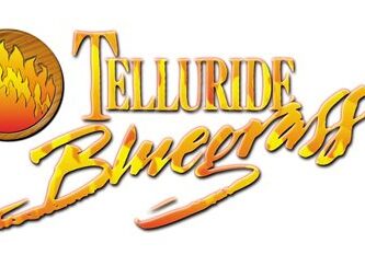 Telluride Bluegrass logo with flame design.