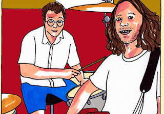 Illustration of two musicians with instruments.
