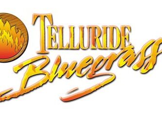 Telluride Bluegrass logo with flames illustration.
