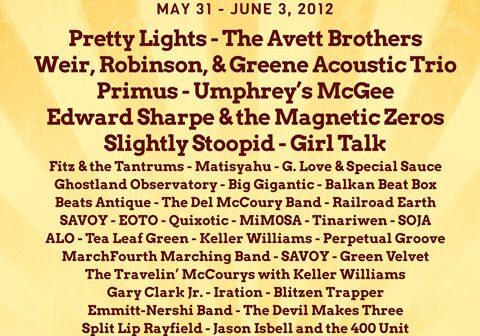 Wakarusa music festival lineup, 2012 poster.