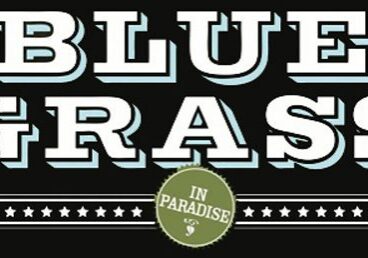 Blue Grass text with "In Paradise" circle.