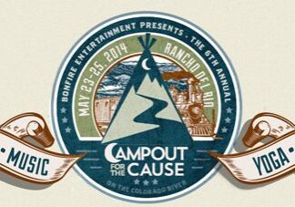Campout event logo with dates and activities.
