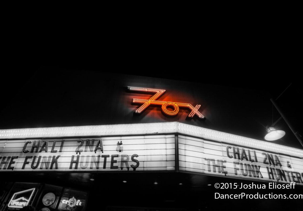 Fox Theater marquee at night.