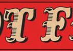 Riot Fest logo with decorative red background.