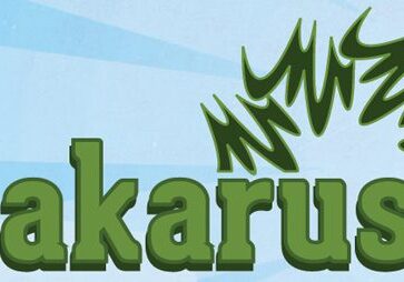 Wakarusa text with green abstract design.