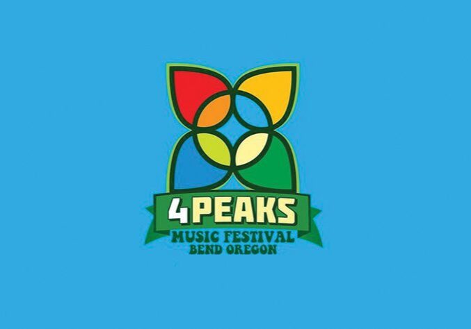 4 Peaks Music Festival logo on blue background.