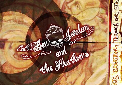 Vintage skull logo with decorative text.