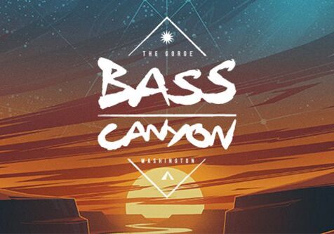 Abstract sunset with "Bass Canyon" text overlay.