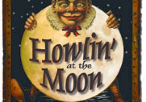Vintage Howlin' at the Moon illustration.