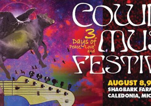 Couple Music Festival poster with flying cow.