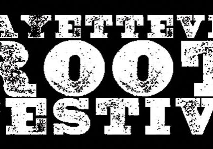 Fayetteville Roots Festival logo with guitar headstock.