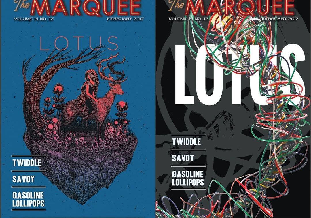 Two colorful concert magazine covers, February 2017.