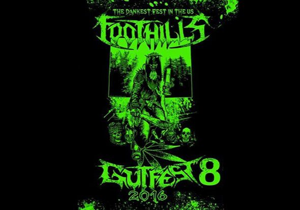 Green festival poster with dark forest imagery.