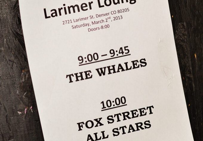 Concert flyer for Larimer Lounge event.