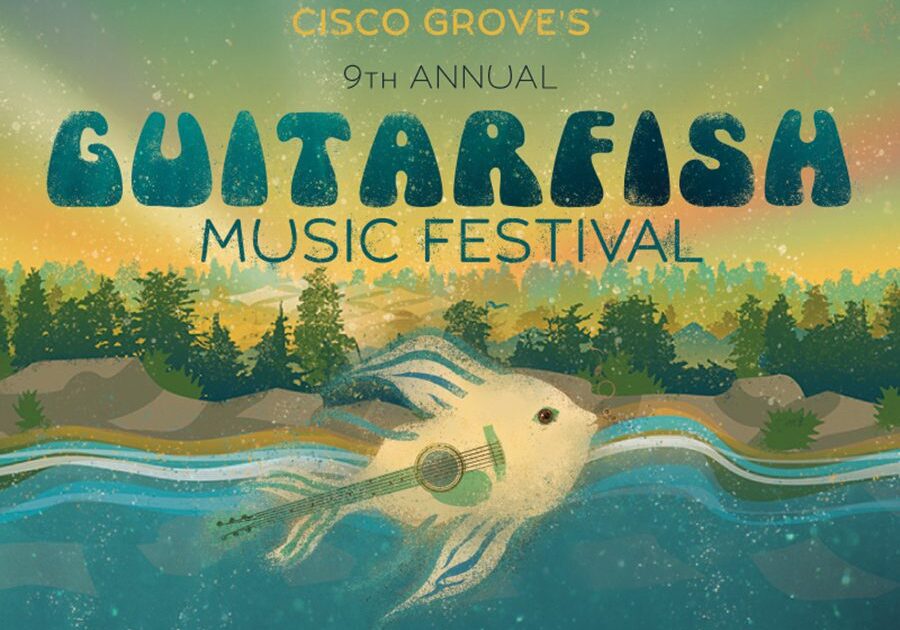 Guitarfish Music Festival poster with fish.