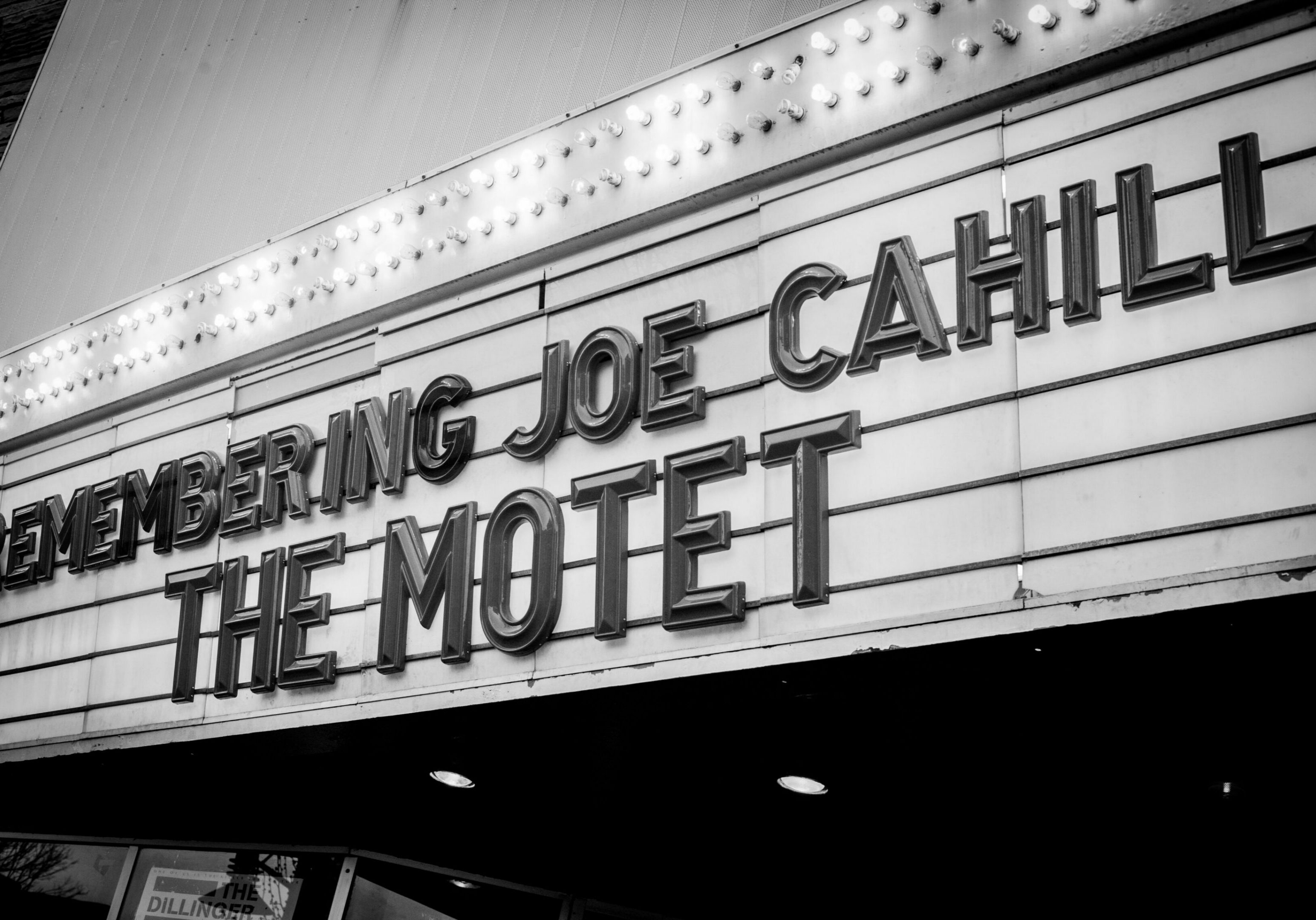 Theater marquee honoring Joe Cahill.