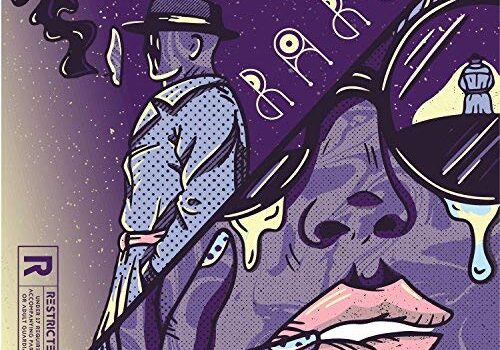 Comic-style art with mysterious figures, purple theme.