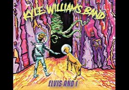 Astronaut and dog in colorful alien cave.