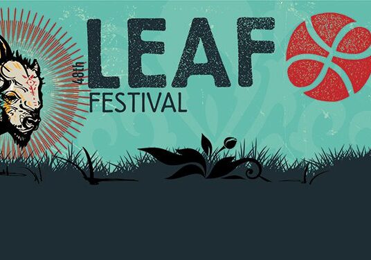 Bison and text promoting LEAF Festival 2019.