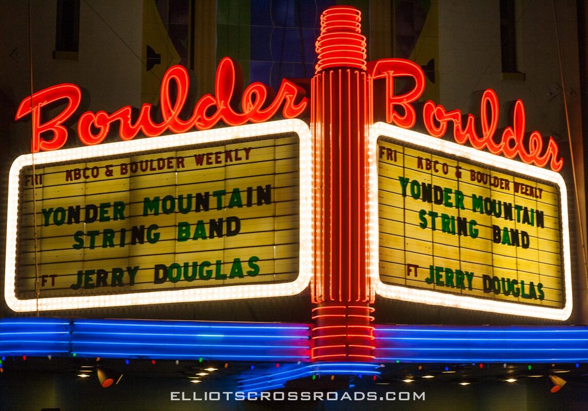 Neon sign for Boulder theater marquee.