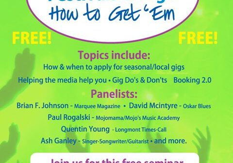 Seminar on getting gigs, music festivals.