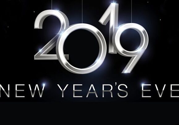 2019 New Year's Eve celebration graphic.
