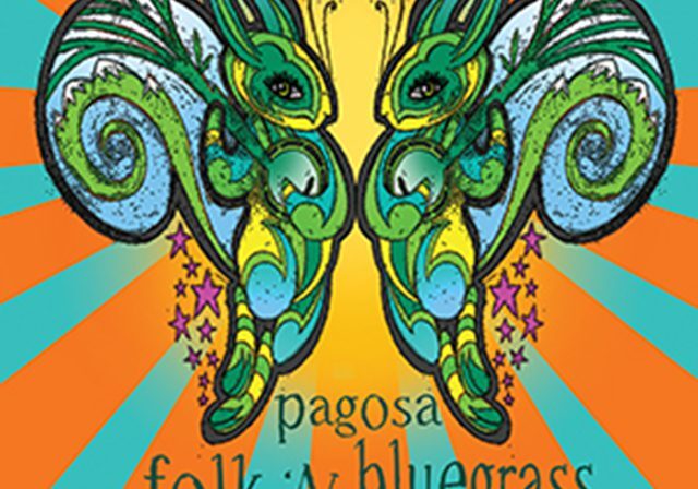 Colorful butterflies promoting folk bluegrass festival.