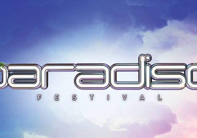 Paradiso Festival logo with butterflies and clouds.