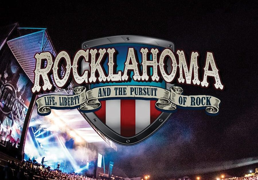 Rocklahoma festival stage with large crowd.