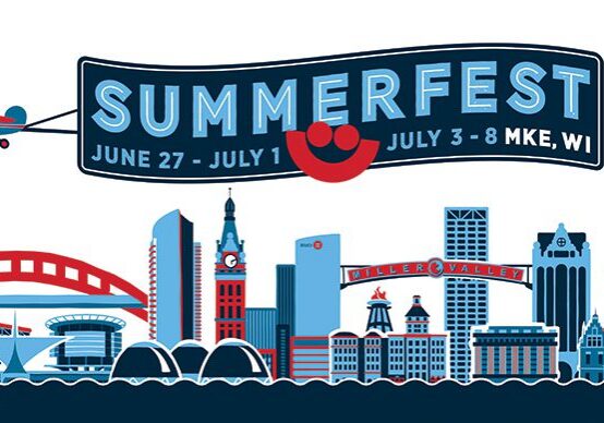Summerfest 2023 skyline illustration, Milwaukee, WI.