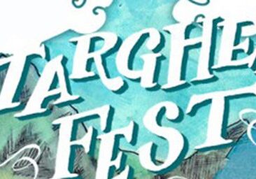 Targhee Fest poster with mountain background.