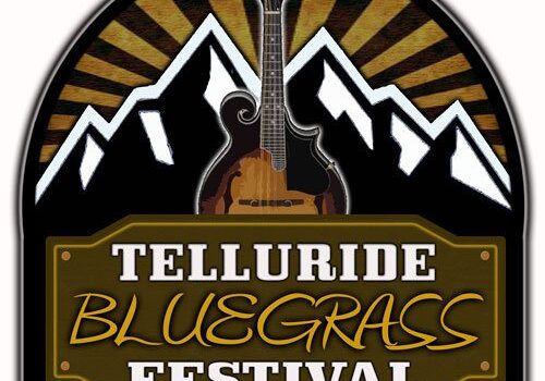 Telluride Bluegrass Festival logo with mountains.