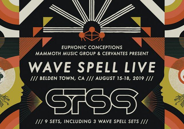 Wave Spell Live concert poster, geometric design.