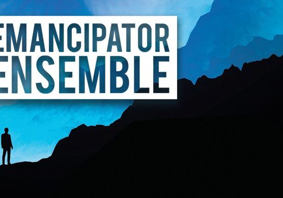 Silhouette of person with "Emancipator Ensemble" text.