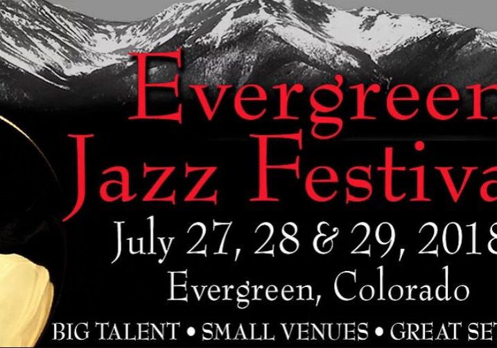 Evergreen Jazz Festival poster with trumpet.