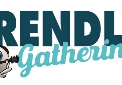Frendly Gathering logo with guitar-playing eye.