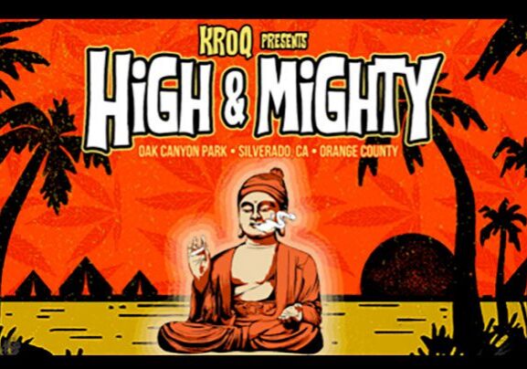 Festival poster with meditating figure and sunset.