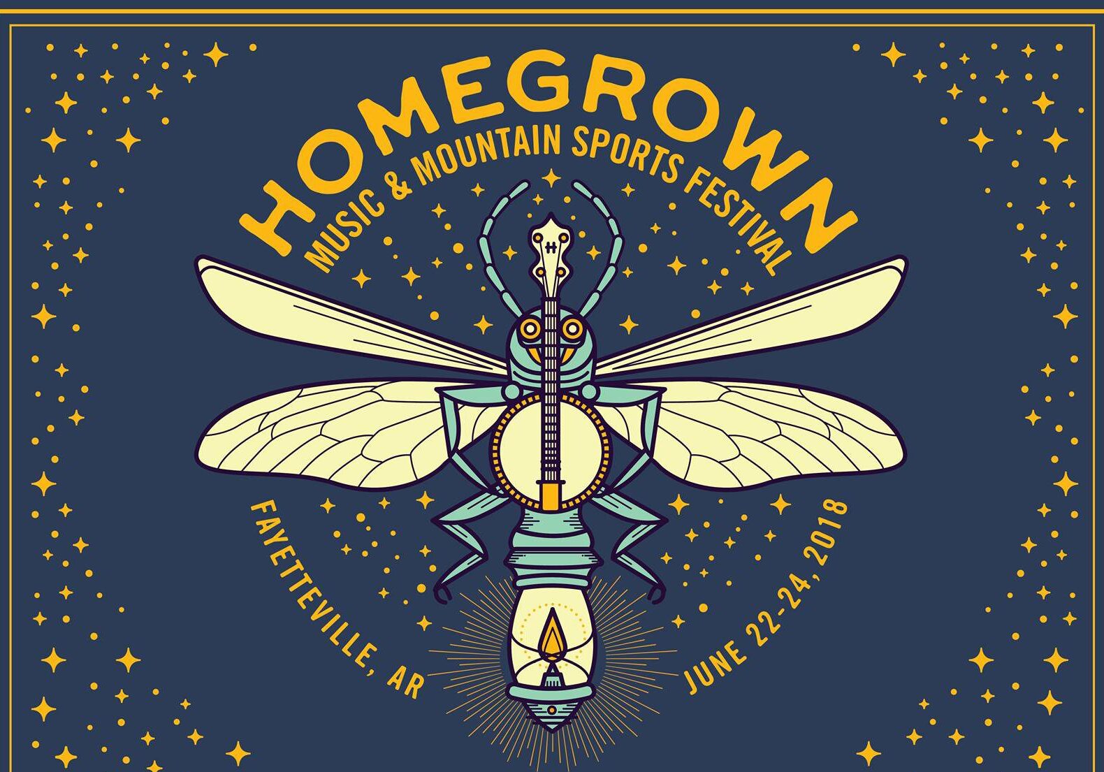 Festival poster with illustrated insect and lantern.