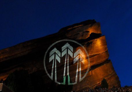 Outdoor concert at Red Rocks Amphitheatre, night.