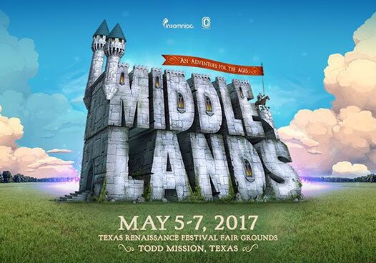 Middle Lands festival poster with castle theme.
