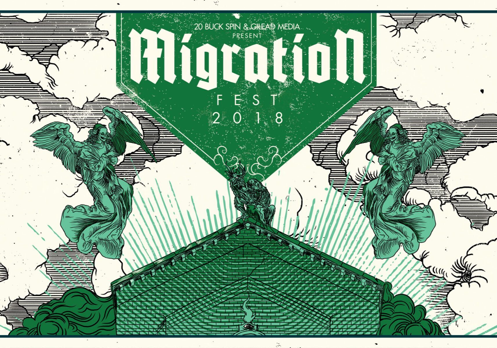 Migration Fest 2018 poster with mythical creatures.