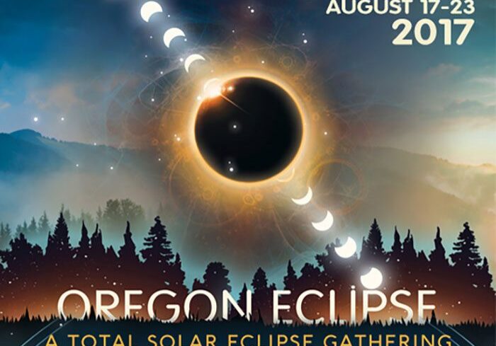 Oregon Eclipse 2017 event poster with eclipse.