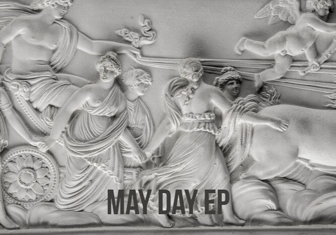 Classical relief sculpture with "May Day EP".