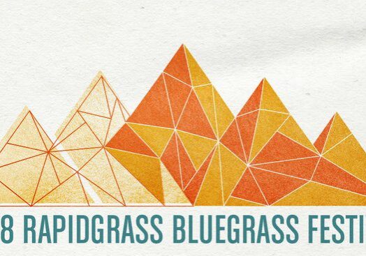 2018 Rapidgrass Bluegrass Festival logo with mountains.