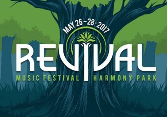 Revival Music Festival 2017 poster, forest background.